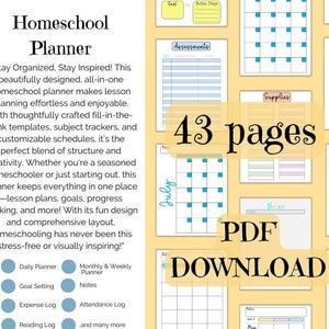 Printable Homeschool Planner | Daily & Weekly Planner | Homeschool Log Book | Student Learning Tracker | Educational PDF | Instant Download