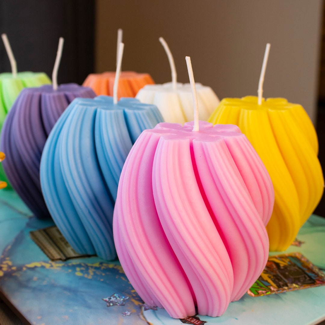 Large Swirl Candle Aesthetic Home Decor Scented Candles Etsy