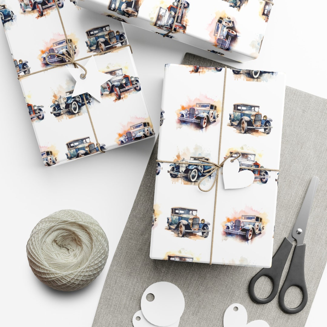 Vintage Car Wrapping Paper Etsy