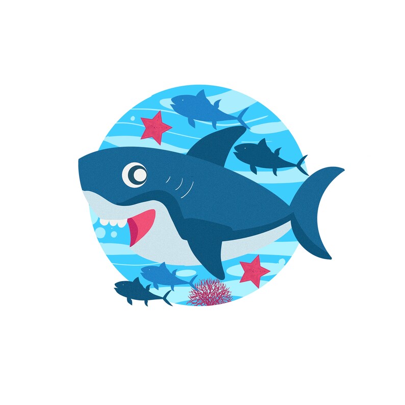 Baby Shark Cartoon Digital Art - Etsy