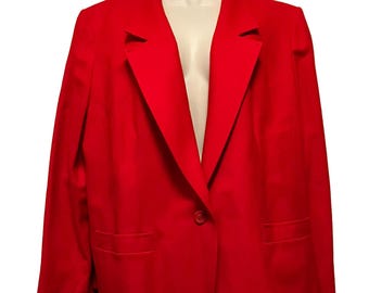 Chaqueta tipo blazer Pendleton roja 100% lana virgen, fabricada en EE. UU., con un solo botón y corte entallado.