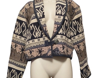 Veste blazer vintage Flashback pour femme, taille M, style aztèque, tapisserie western/sud-ouest