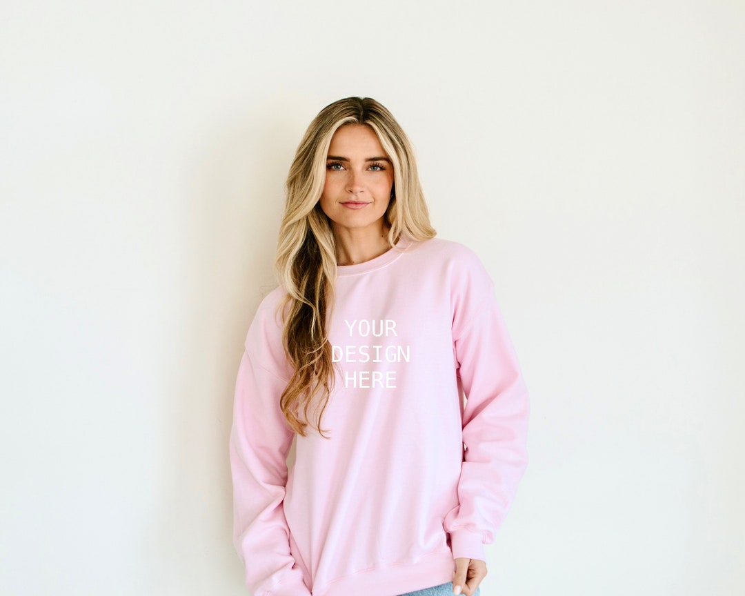 Gildan 18000 Mockup Gildan Light Pink Sweatshirt Mockup Sweatshirt ...