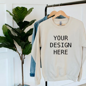 Gildan 18000 Mockup | Gildan Sand Sweatshirt Mockup | Sweatshirt Lifestyle Mockup | Gildan Sand | 18000 Sand