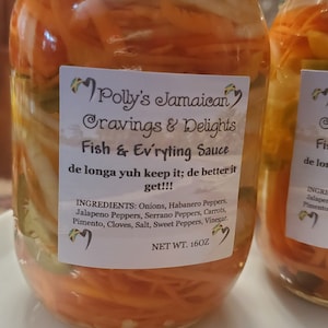 Jamaican Escovietch Pickled Pepper Sauce. Jamaican Fish Sauce. Jamaican Fish Pickle Sauce.