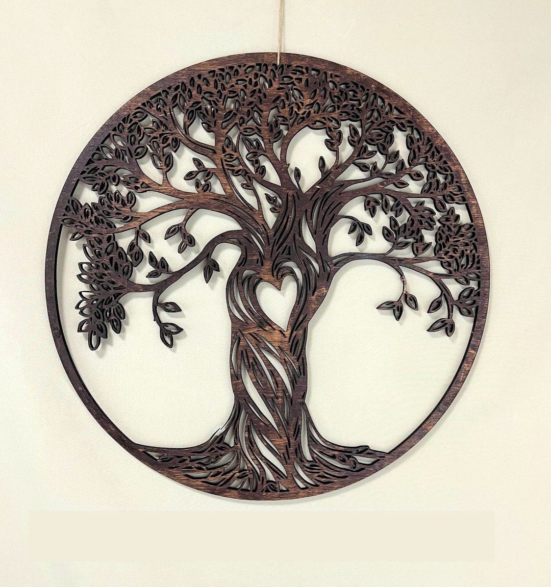 Tree of Life Etched Wooden Wall Art, Etched Wooden Wall Hanging