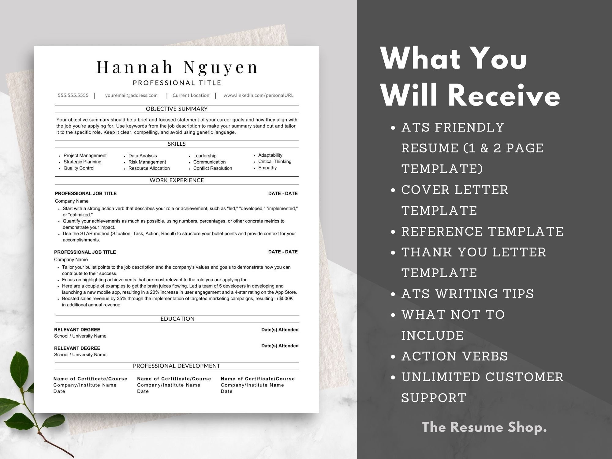 Modern Resume and Cover Letter Template ATS CV Template Resume Word ...
