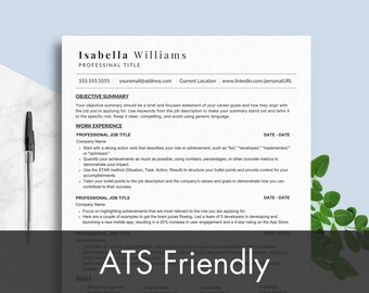 Modern Resume and Cover Letter Template ATS CV Template Resume Word ...