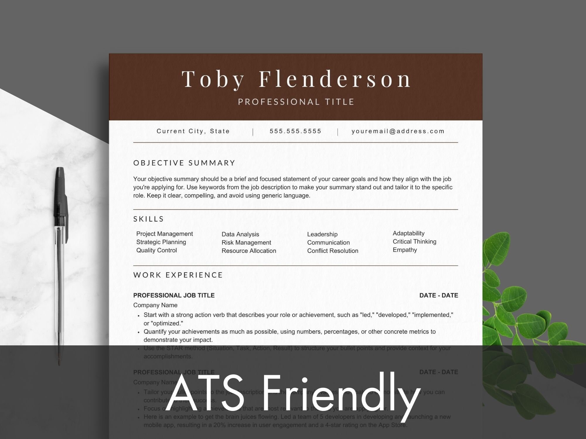 Modern Resume and Cover Letter Template ATS CV Template Resume Word ...