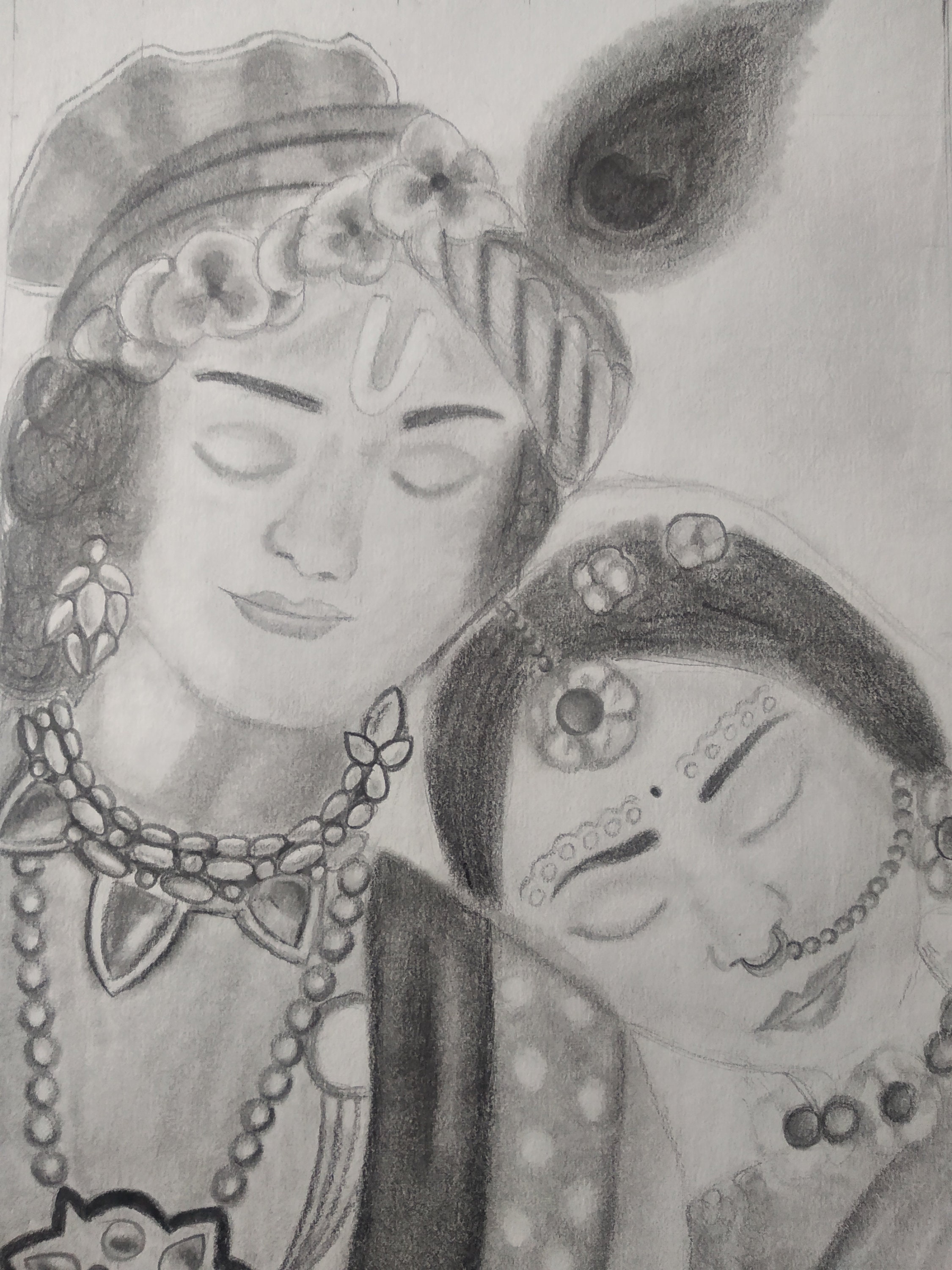 Handmade Pencil Sketch Lord Shree Krishna