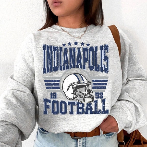 Maillot de football d’Indianapolis de style vintage, sweat-shirt vintage Indianapolis Football Crewneck, maillot de football d’Indianapolis, football du dimanche