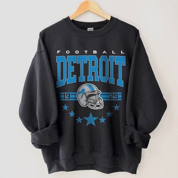 Vintage Detroit Football Sweatshirt, Vintage Style Detroit Football Crewneck, Sun day Football shirt, Detroit Football Hoodie Fan Gifts