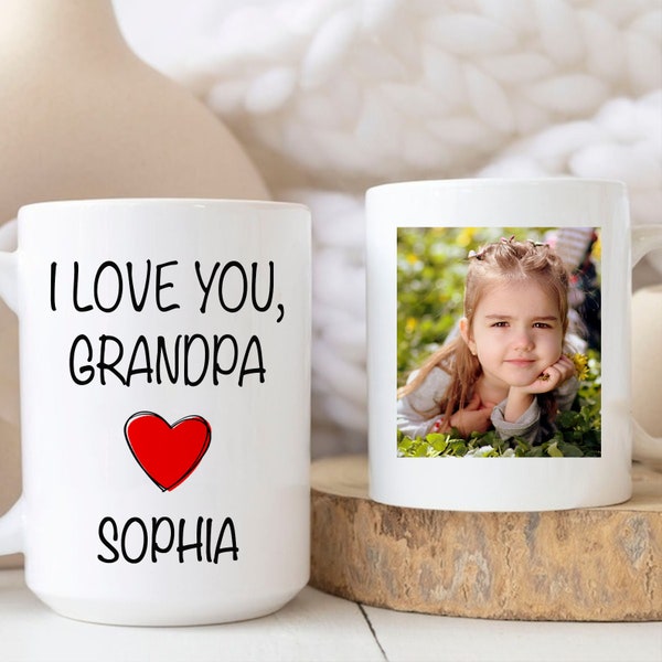 Custom Photo Grandpa Mug, First Time Grandpa Photo Mug, New Grandpa Gift From Baby, I Love You Grandpa, Father's Day Gift For Father In Law