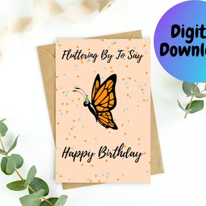 Printable Butterfly Birthday Card, Printable Birthday Card, Digital ...