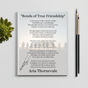 Vriendschapsgedicht - pakjes ansichtkaarten, gepersonaliseerde gedichtenafdruk. Jubileumcadeau, wanddecoratie, feestcadeau, wanddecoratie