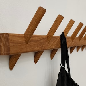 Porte-manteau mural/Porte-manteau mural en chêne fait main/Cintre moderne avec crochets