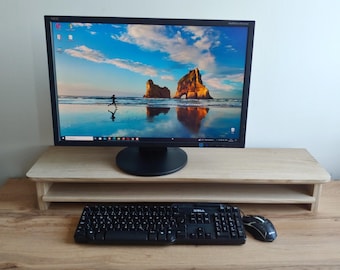 Supporto per monitor in rovere massello fatto a mano: supporto ergonomico per scrivania