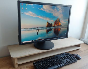 Supporto per monitor in rovere massello fatto a mano: supporto ergonomico per scrivania