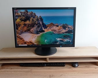 Supporto per monitor in rovere massello fatto a mano: rialzo ergonomico per scrivania