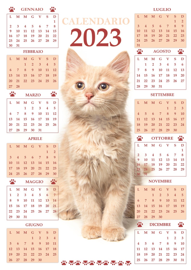 2023 Calendar In Italian PRINTABLE And DIGITAL Instant Etsy Israel
