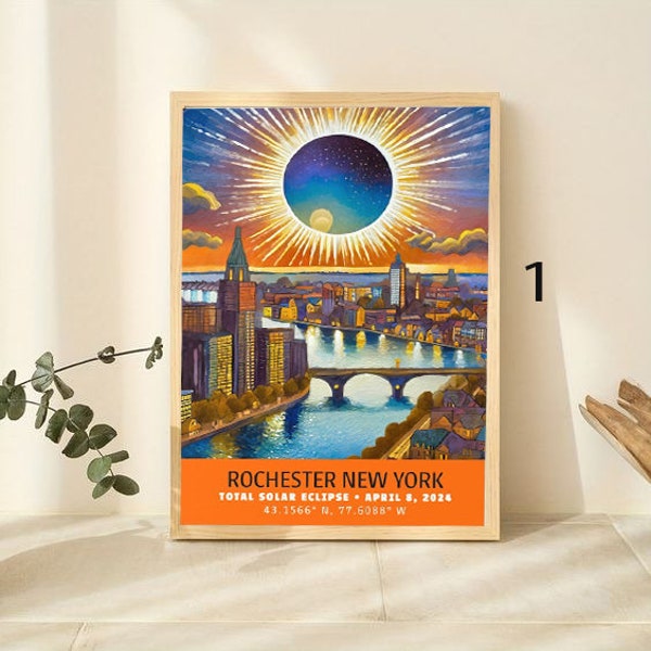 Solar Eclipse 2024 Commemorative, Rochester, NY Poster