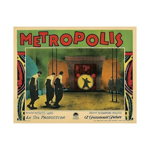 Metropolis 1927 Retro Lobbie Karte 1 Druck | Premium Matte horizontale Poster | Filmklassiker | Jugendstil | Kultkino | 14x11