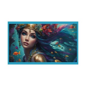Ethereal Mermaid Art Print: Serene Underwater Ocean Poster (18x12)