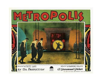 メトロポリス 1927 ロビーカードプリント：ゴシックSF映画ポスター