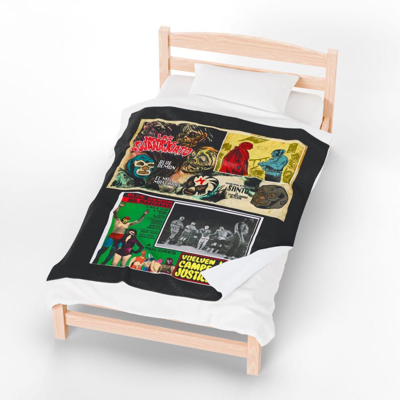 Lucha Libre Velveteen Plush Blanket: 2 Movies, Masked Luchadores, 2 sizes image 4