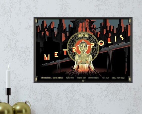 メトロポリス 1927 プリント：レトロ SF 映画ポスター、アールデコ様式