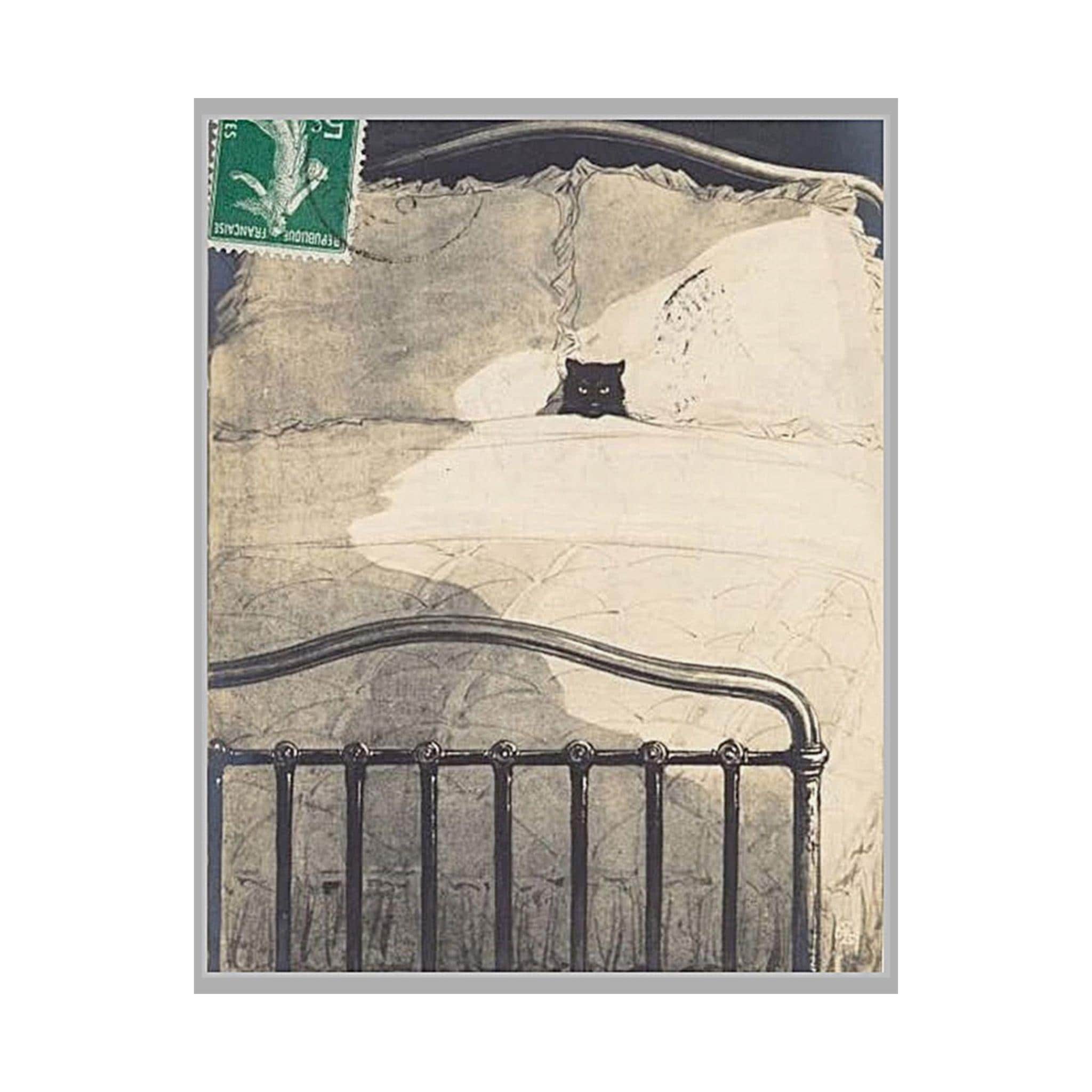 French Cat Postcard Print: Vintage Whimsical Wall Art, 1913 (11x14