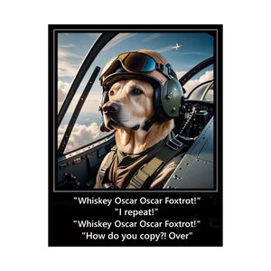 Nostalgische Golden Retriever Dog Fighter Pilot Poster 1, Aviation Decor, Labrador, Retro Home Wall Art, kaartformaat lobby, INSLAG! 11 x 14"