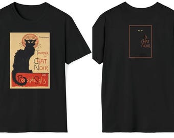 Le Chat Noir T-shirt: Art Nouveau Black Cat Graphic Tee UK
