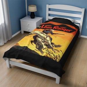 Lone Ranger 84 1955 | Vintage Lone Ranger and Silver Velveteen Plush Blanket | Texas | western | cowboy | country | classic comic book cover