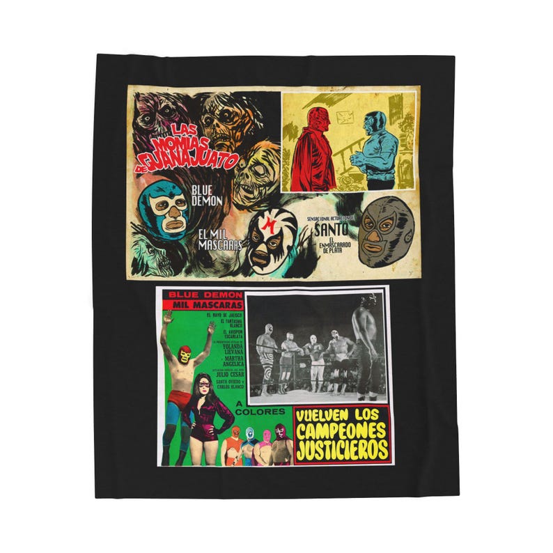 Lucha Libre Velveteen Plush Blanket: 2 Movies, Masked Luchadores, 2 sizes image 6