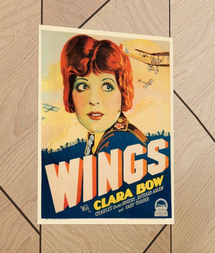 1927年映画『ウィングス』ポスター：クララ・ボウ、ゲイリー・クーパー