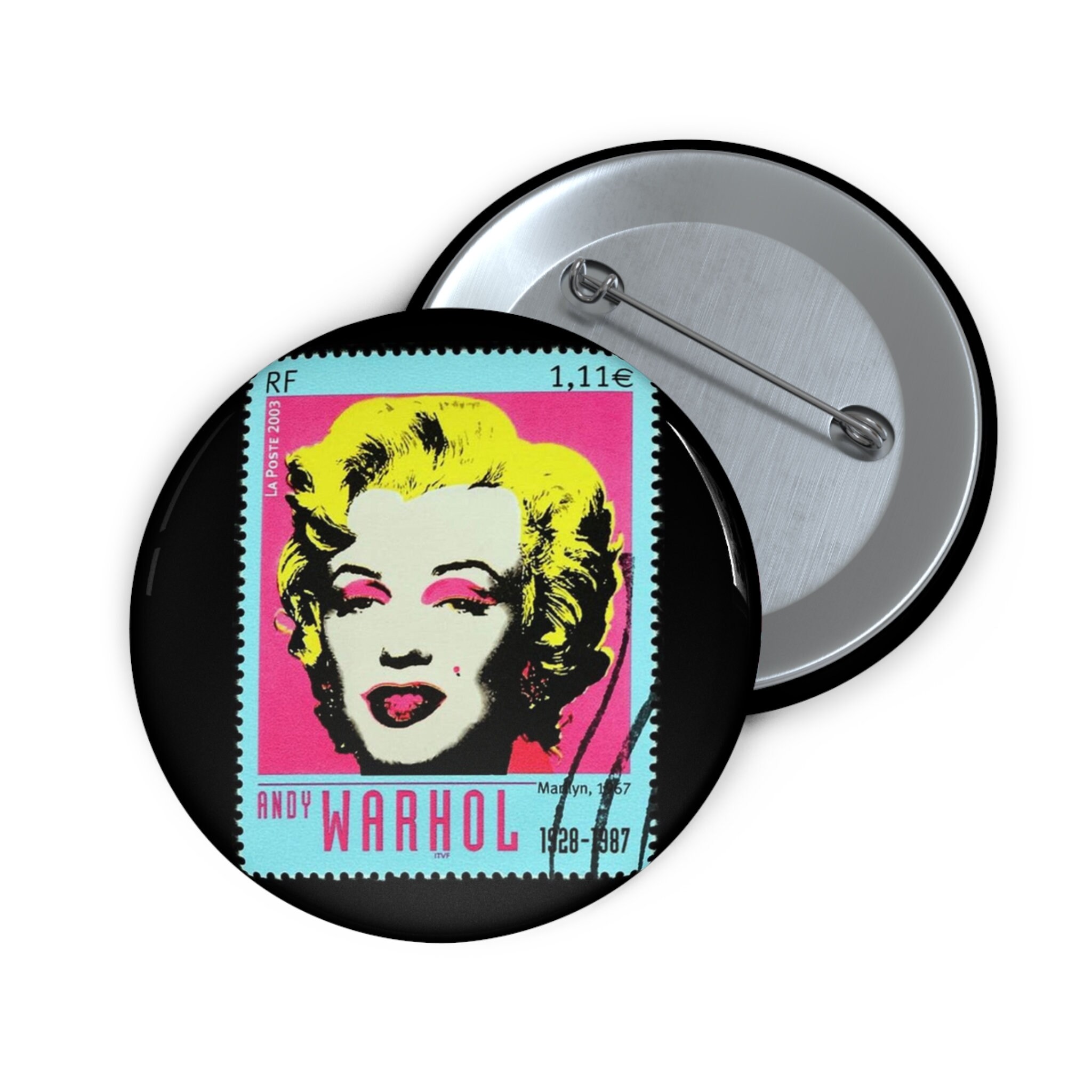 Andy Warhol Marilyn Monroe Stamp Art Pin Button (2.25