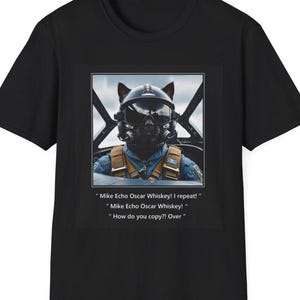 Black Cat Jet Pilot T-Shirt: Funny Aviator Retro Tee
