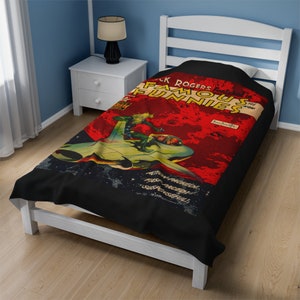 May include: A black twin-sized bedspread with a vintage comic book cover featuring a red planet, a spaceship, and the text "Rick Rogers in Famous Funnies".