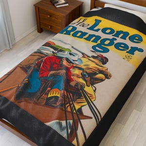 Lone Ranger 151 1947 | Velveteen Plush Blanket | Tonto | Texas Ranger | western | cowboy | classic retro comic book cover | 50x60 or 60x80