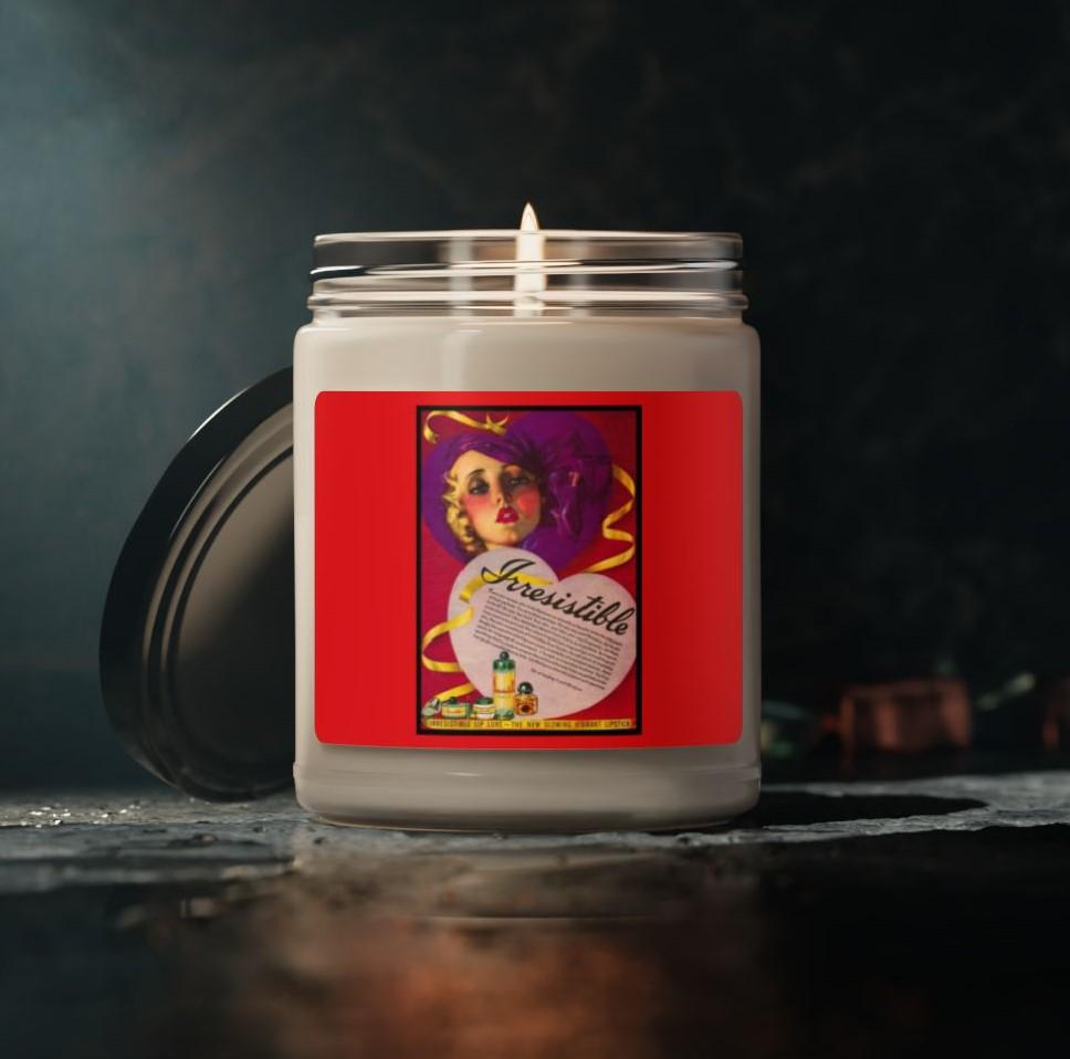 Irresistible Apple Harvest | Scented aroma Soy Candle, 9oz | apple harvest scented | 1930's perfume ad | Zoe Mozert art | birthday gift