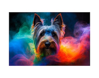 Kleurrijke terriër hond kunstafdruk: levendig woondecoratie (18 x 12)