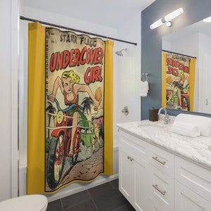 Undercover girl 6 1953 | Custom Shower Curtain | Detective noir | pulp fiction | heroine | 007 | spy | classic comic book cover