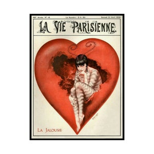 La Vie Parisienne, 21 Avril 1928 Love Bug cover  | retro print | Matte Poster | art nouveau | Valentines day | Chéri Hérouard cover | 12x16