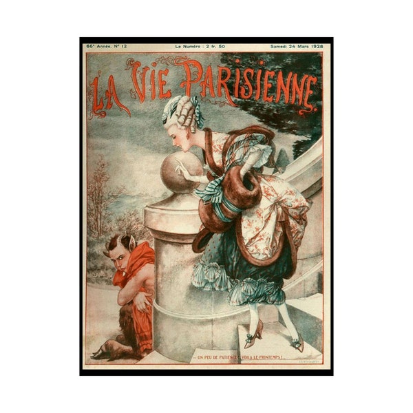La Vie Parisienne, 24 Mars 1928 satyr cover | Premium Matte Poster | art nouveau | art deco | Chéri Hérouard cover | retro print 12x16