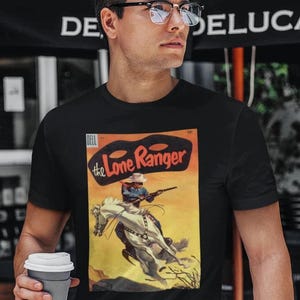 Lone Ranger 84 1955 | Unisex  Softstyle T-Shirt | Silver | Texas | western | cowboy | country | old west | classic comic book cover