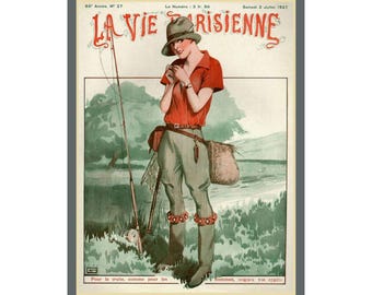 La Vie Parisienne Cover Art Print: 1927 Fishing Illustration (14x18)