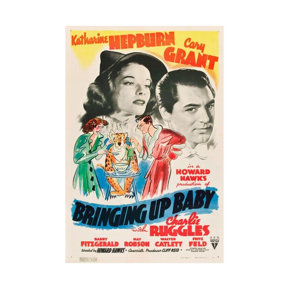 Bringing up Baby Poster: 1938 Hepburn & Grant, Retro Cult Cinema
