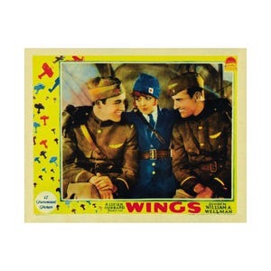 Wings 1927 Lobby Card 1, Poster opaco premium, 1° film premiato con l'Oscar come miglior film, Clara Bow, Charles 'Buddy' Rogers, Stampa retrò 14x11