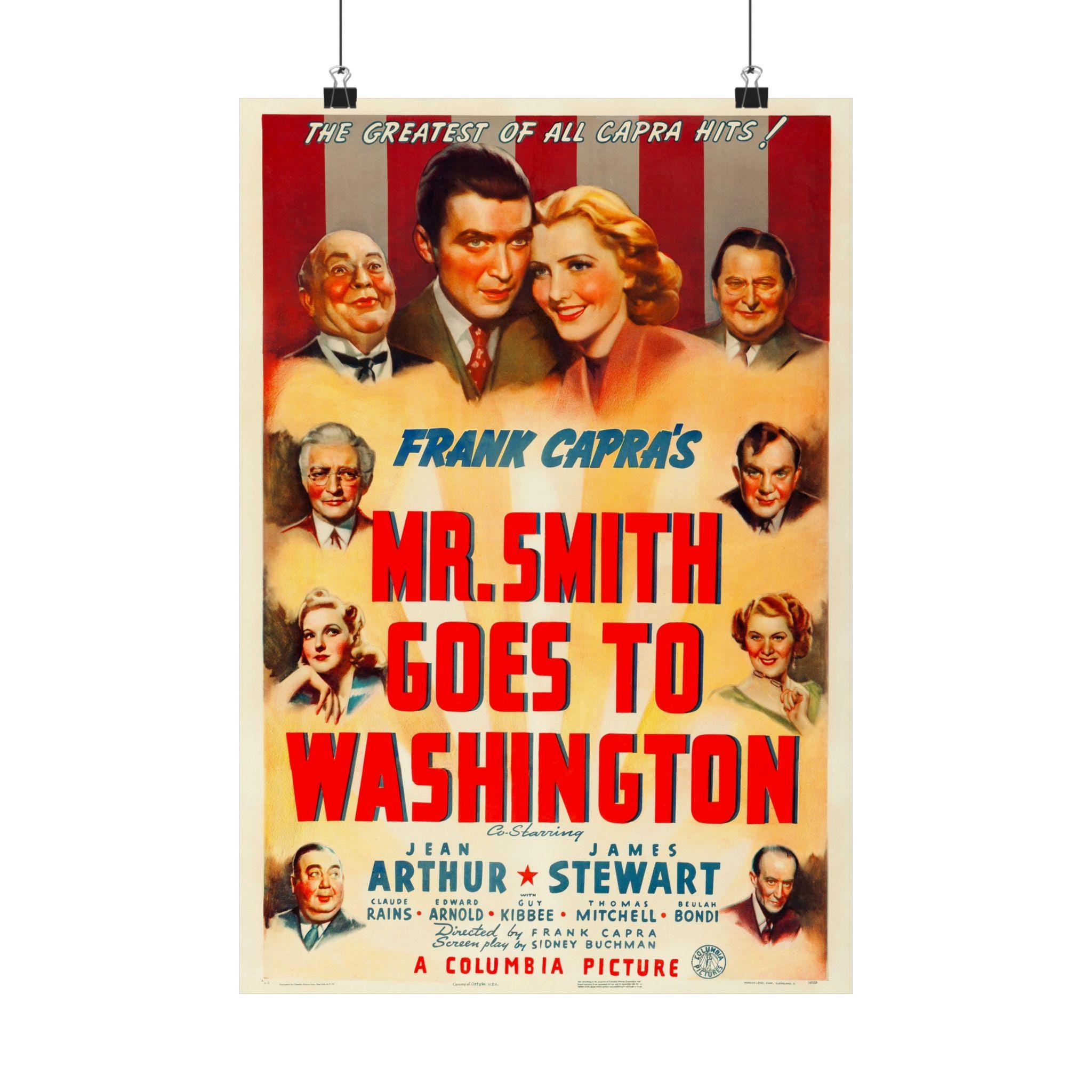 Quadro Su Tela Mr Smith Goes To Washington: Poster Vintage Del Film Classico, 50x75 Cm Per Soggiorno